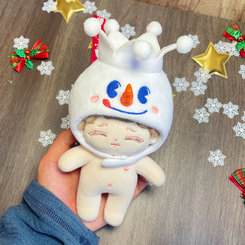 现货20cm娃衣圣诞帽雪人雪衣服棉花娃娃头套无属性玩偶着替可爱