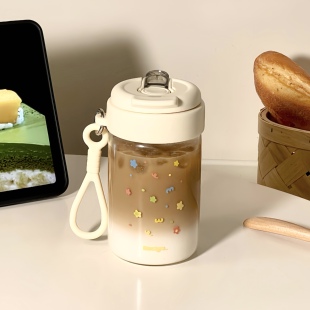 食品级耐高温热高硼硅玻璃外出携带随行咖啡牛奶吸管高颜值水杯子