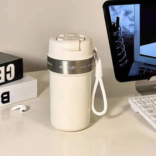 不锈钢咖啡杯外出携带外带随行2025新款男女生高颜值水杯子带吸管