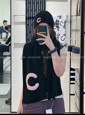 YGGD TITKK粗织复古序语！26FW 粗棒针围巾女立体C绣软糯加厚围脖