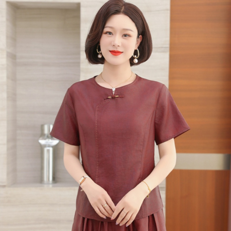 唐绮红云纱真丝女款上衣 短袖 七分袖 丝滑裸感宽松桑蚕丝上衣女