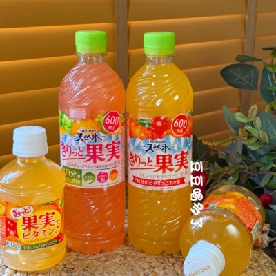 现货日本本土三得利橙子&芒果水果果汁天然水饮料补充维生素600ml