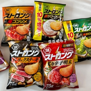 期间限定 日本湖池屋STRONG厚切波浪薯片炙辛辣明太子蒜香牛排味