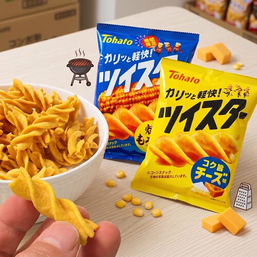 限定现货日本版Tohota桃哈多酱烧扭扭粟米条零食55g