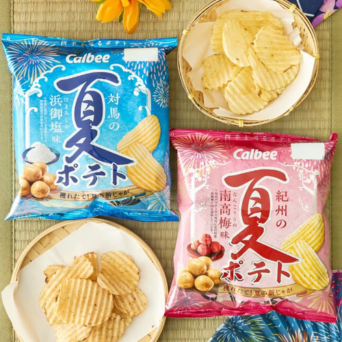 夏季限定 日本Calbee卡乐比浜御盐纪州南高梅味波浪薯片零食60g