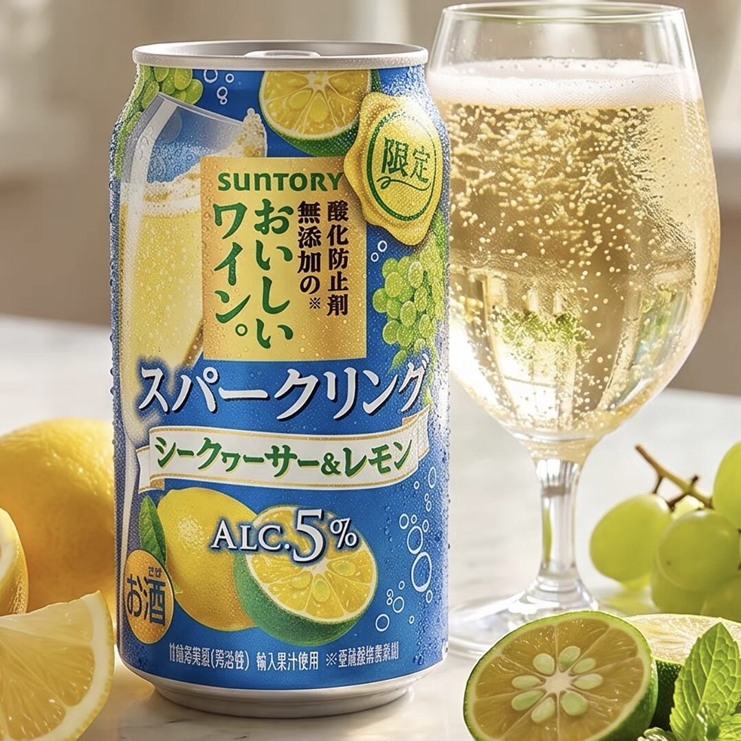 新限定现货日本Suntory三得利无添加气泡柠檬白葡萄酒鸡尾酒350ml