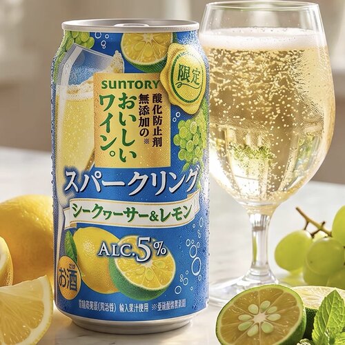 新限定现货日本Suntory三得利无添加气泡柠檬白葡萄酒鸡尾酒350ml