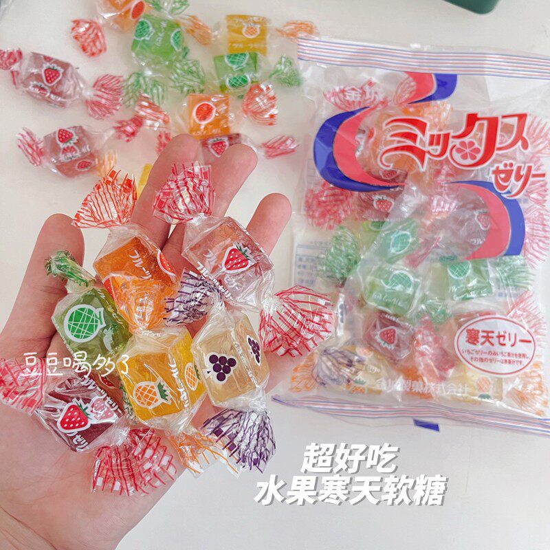 现货 日本金城综合什锦水果软糖草莓菠萝葡萄橘子糖果零食约15颗