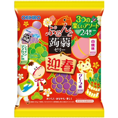 春节限定 日本QQ弹弹蒟蒻果冻青提白桃葡萄混合口味低卡啫喱零食