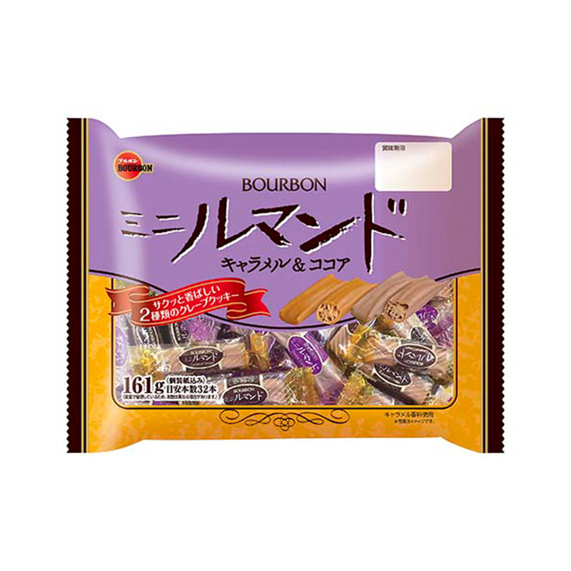 新品 现货日本BOURBON布尔本焦糖可可奶油蛋卷千层酥饼干零食161g