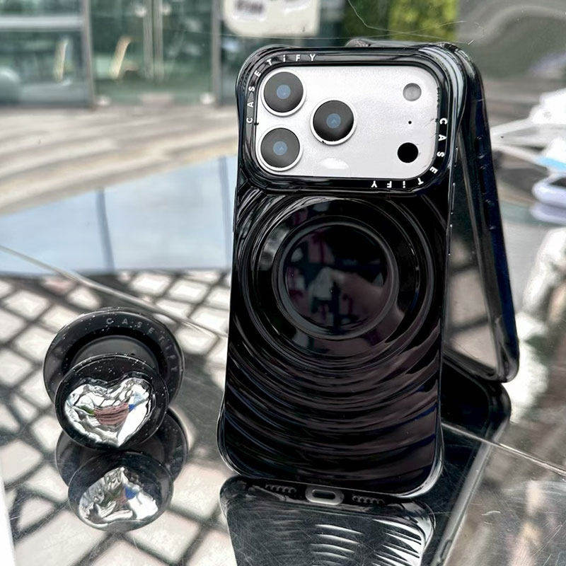 现货CASETiFY正品全新黑色亮面波漾适用苹果iPhone17pro max磁吸防摔手机壳创意潮流17pro暗黑炫酷波浪保护套