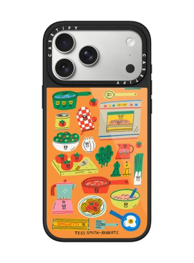 现货CASETiFY正品英国插画师Tess Smith-Roberts烹饪适用苹果iPhone16/17 Pro Max手机壳15/14/13橙色保护套