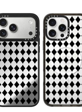 现货CASETiFY正品黑色格子适用苹果iPhone16/17 Pro Max防摔菱格手机壳时尚15/14/13轻奢air奢华12小众保护套