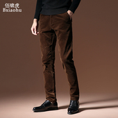 加绒加厚纯棉长裤 灯芯绒男裤 子男 男士 休闲裤 秋冬条绒修身 直筒冬季