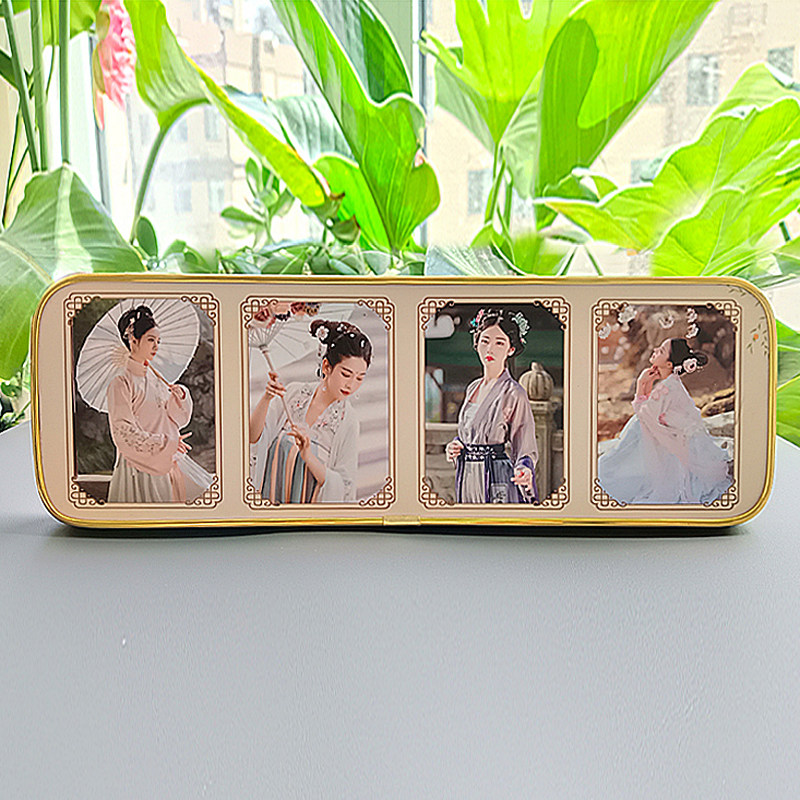 古风照片定制四宫格拼图一体长方形相框简约中国风新中式桌面摆台