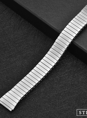 适配卡西欧A168W不锈钢弹簧表带喇叭形接口金属竹节手表带18mm