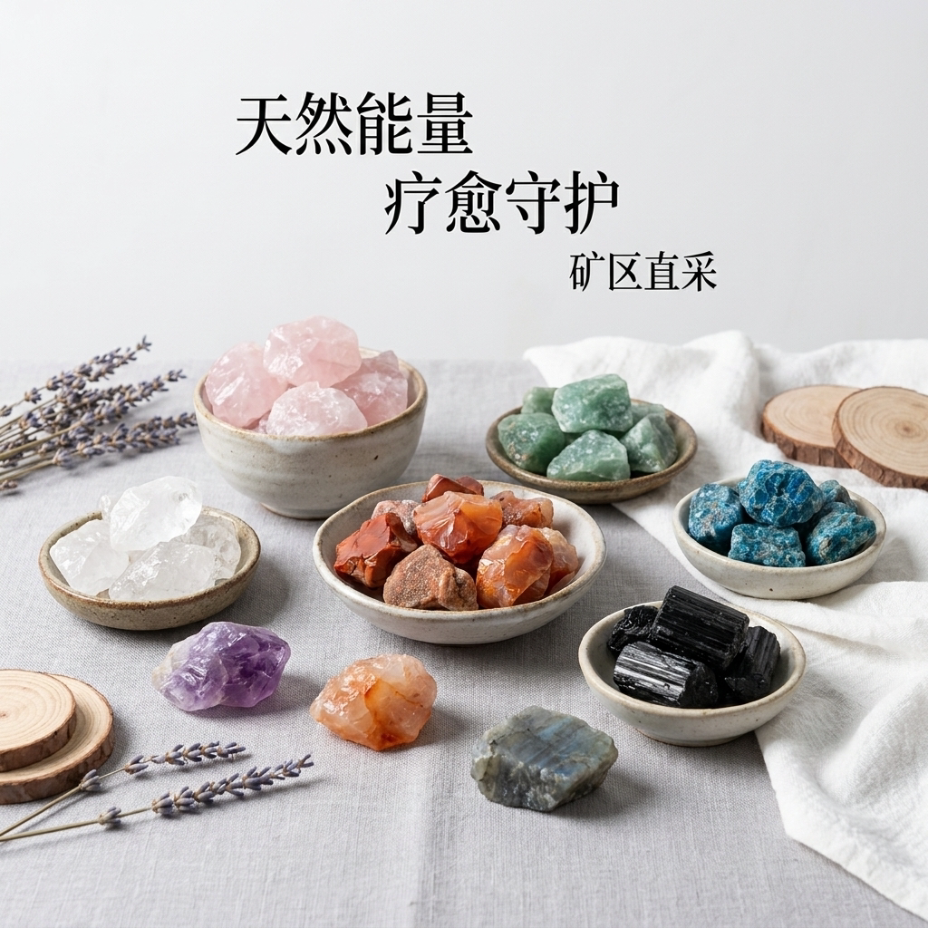 天然白水晶粉水晶黄水晶紫水晶原石矿石摆件香薰扩香石鱼缸装饰