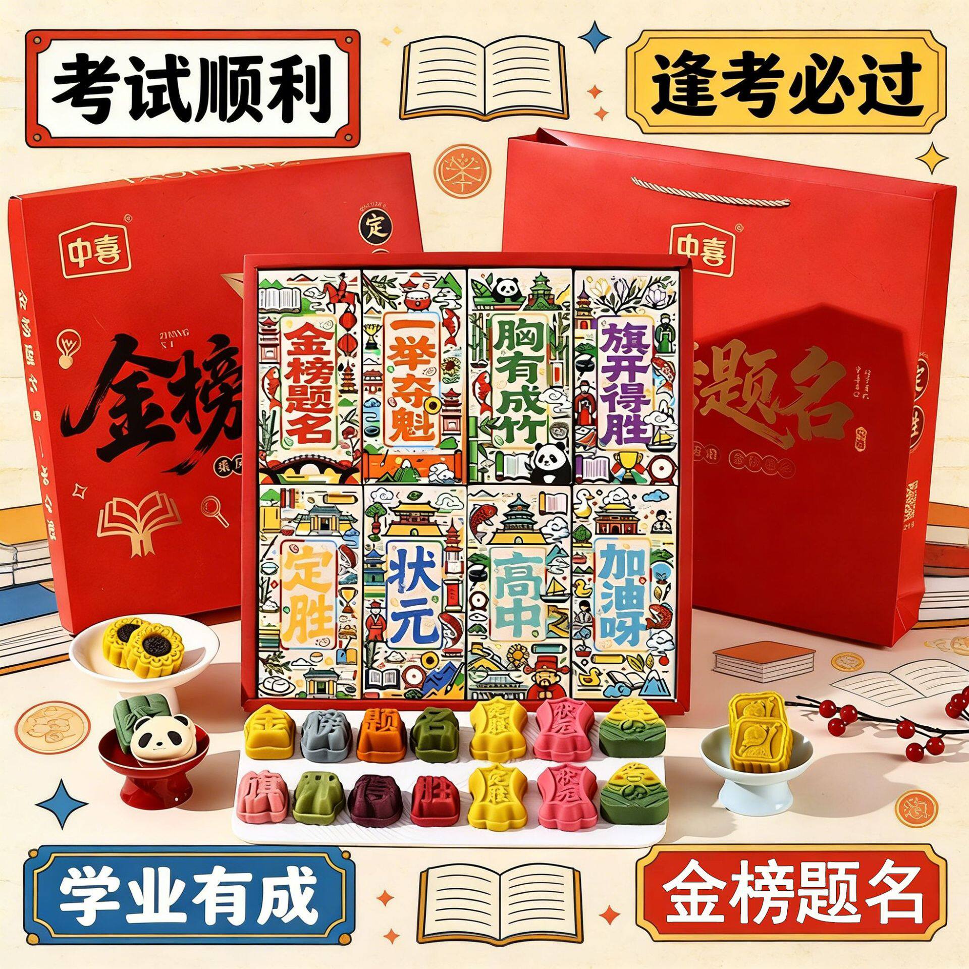 高考金榜题名糕点旗开得胜中考励志加油状元定胜糕点心送学生礼物