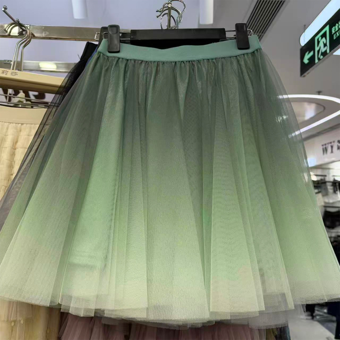 纱裙短裙网纱半身裙女夏蓝色裙