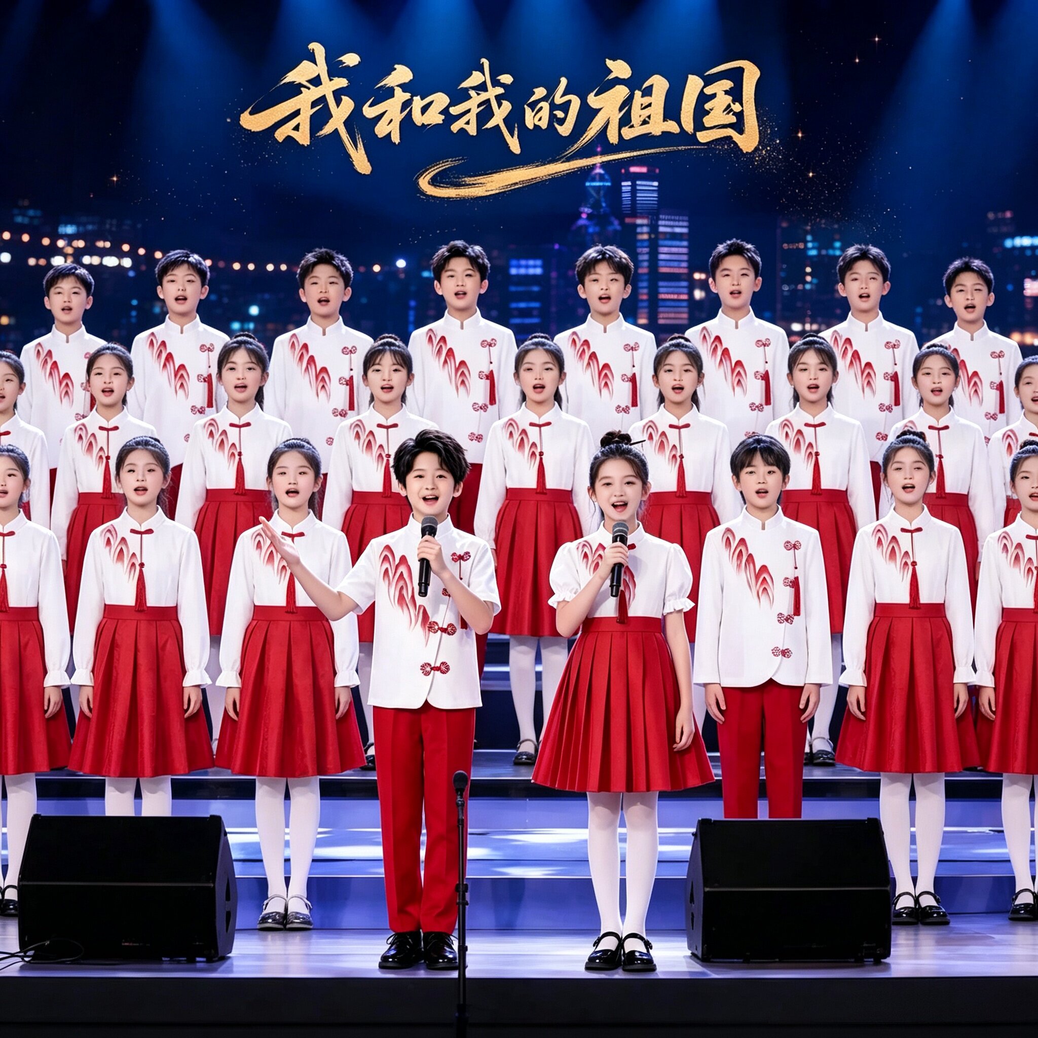 男女童红歌主持人朗诵演讲合唱服图片