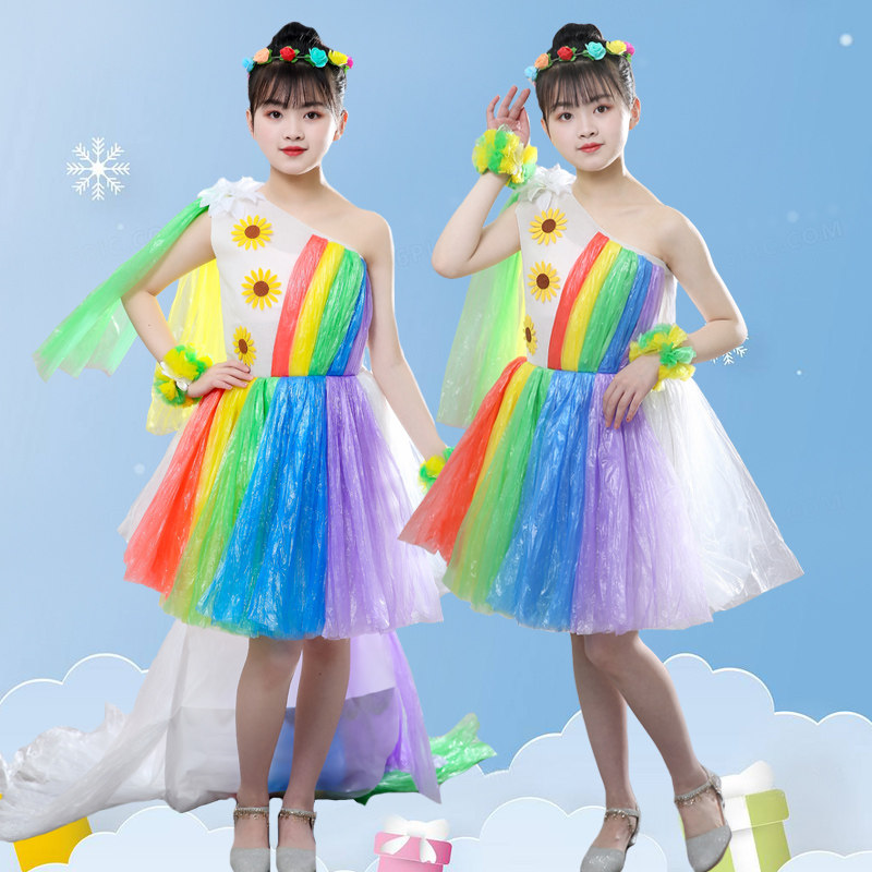 六一儿童环保服公主裙女童幼儿园手工时装秀蓬蓬裙女孩走秀表演服