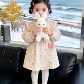 灯芯绒公主裙罩衣女宝宝外穿洋气冬婴儿吃饭围兜防水防脏儿童围裙