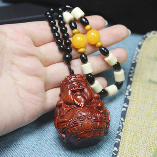 新款代发 犀角紫檀车挂件 福禄财神小佛车挂手把件文玩盘玩带清香