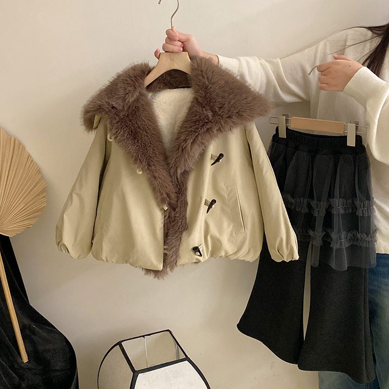 韩版女童冬季新款加绒翻领毛绒外套2025纯色网纱加绒微喇裤两件套,童装/婴儿装/亲子装,儿童运动套装,淘宝优惠券,粉丝福利购,淘宝优惠卷