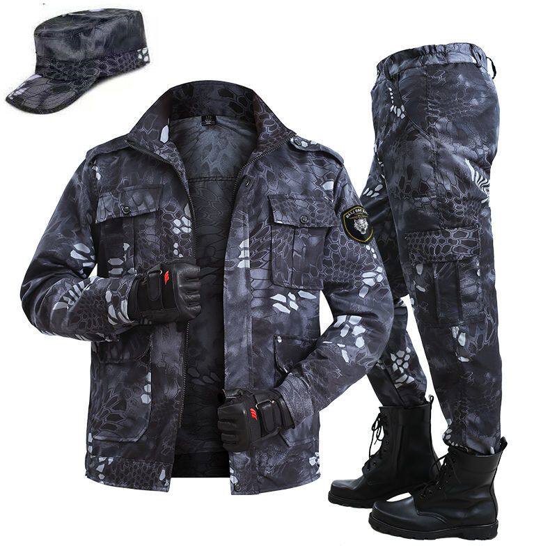 新款春秋季户外迷彩服套装男劳保服女黑色蟒纹耐磨工作服厂服工地