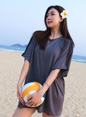 保守显瘦遮肉运动款三件套分体泳衣女宽松胖mm大码200斤2025新款