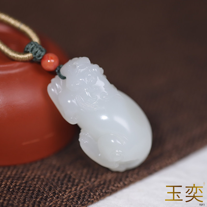 玉奕新疆和田玉20.3克籽料白玉瑞兽貔貅守护玉貔貅男女挂件玉吊坠