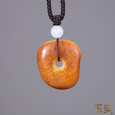 玉奕黄玉籽料挂件颈饰CAL/CMA