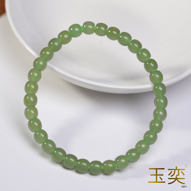玉奕和田玉晴水色老型珠手串