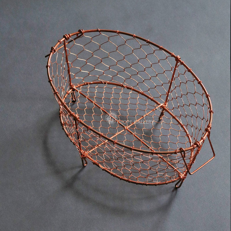 后朴展厅现货日本金工匠人鸟井金网手作铜编晾茶具筐沥水架茶具