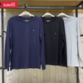 Baleno班尼路长袖 圆领套头纯色t恤 打底衫 t恤男 秋冬上衣纯棉男士