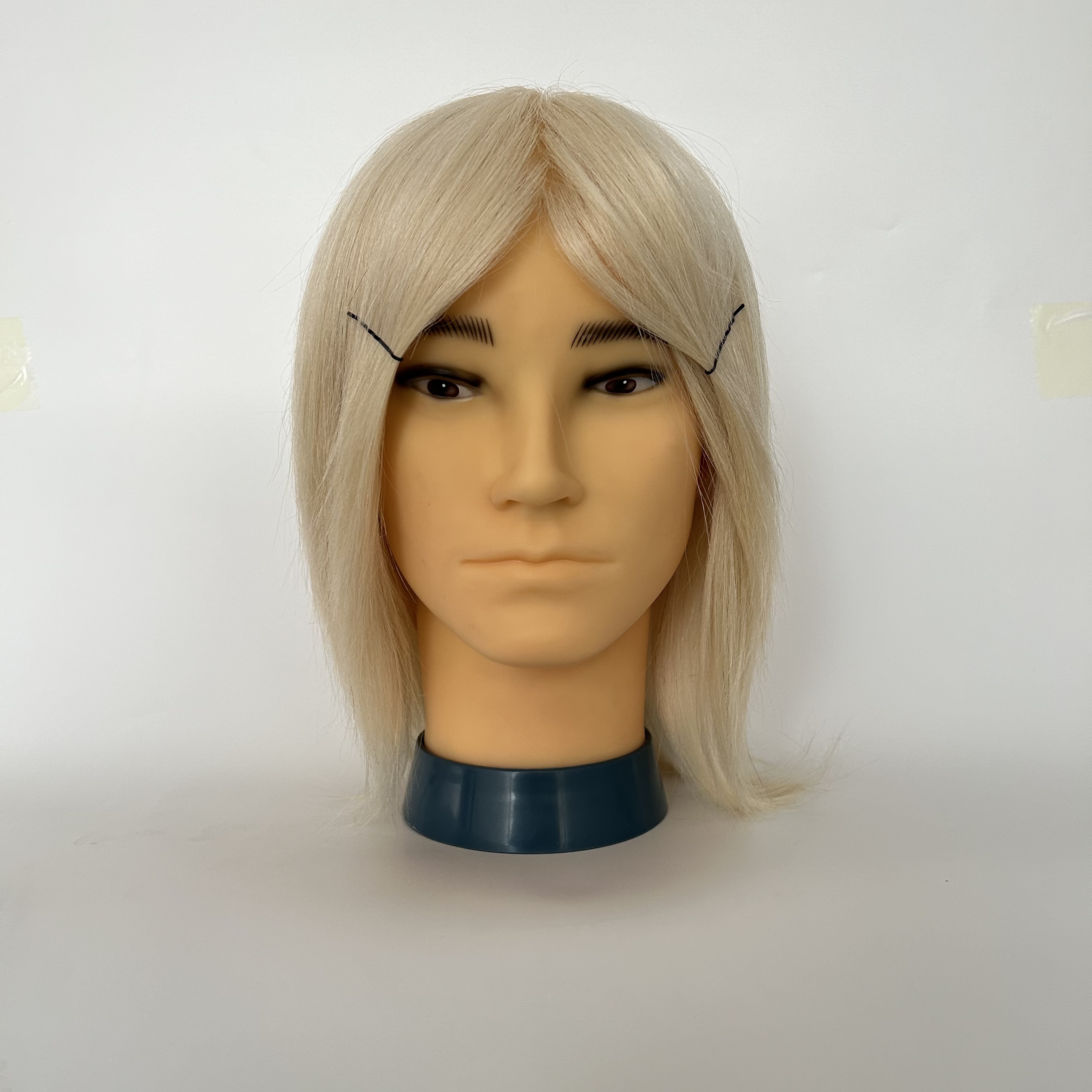 9度色可烫染白色真人发头模