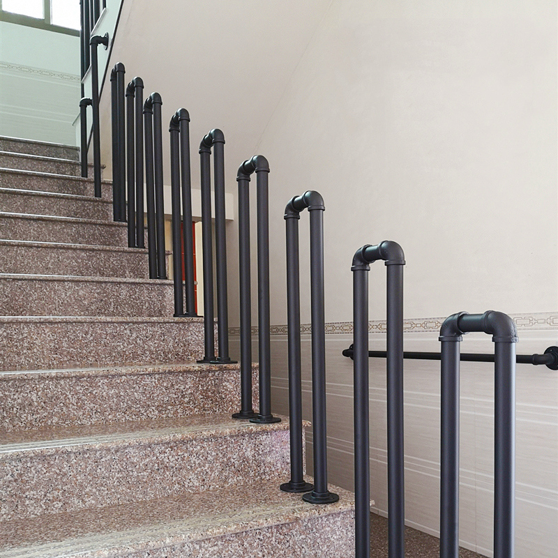 工业风水管室内外u型楼梯扶手防护栏杆走廊阁楼老人儿童n型围栏