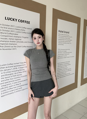 1ess la mode极简主义经典四色修身显瘦圆领上衣正肩短袖T恤女