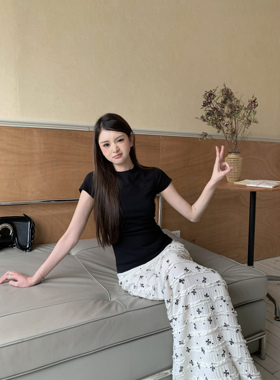 1ess la mode极简主义经典四色修身显瘦圆领上衣正肩短袖T恤女