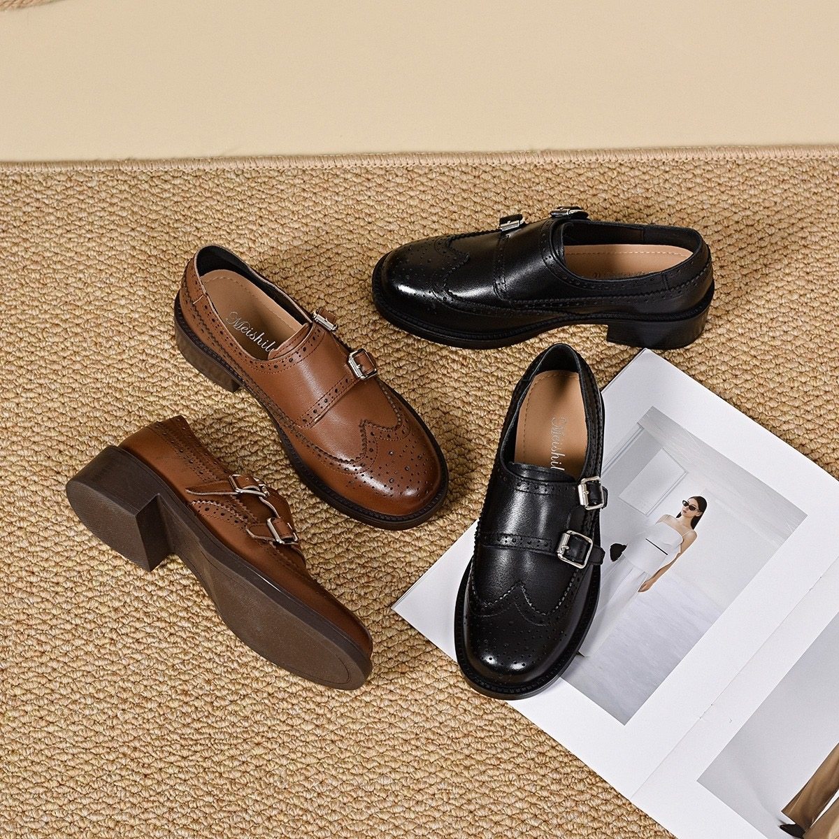 2026春季新款真皮女鞋英伦风复古小皮鞋厚底粗跟单鞋百搭乐福鞋,女鞋,深口单鞋,淘宝优惠券,粉丝福利购,淘宝优惠卷
