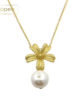 zijia百搭花朵珍珠吊坠项链