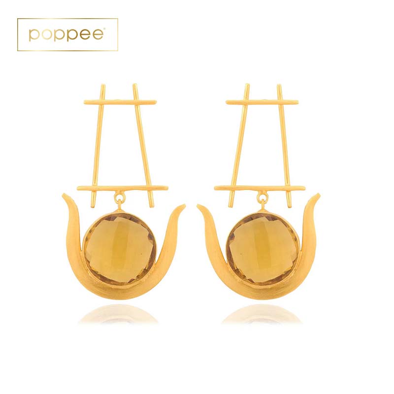 黄铜镀18K金，镶嵌黄水晶