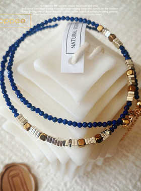 原创设计x JOL x青金石碎银子项链小众个性文艺文玩链子饰品女生