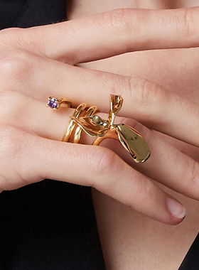 daartemis紫藤花开口女镶石戒指