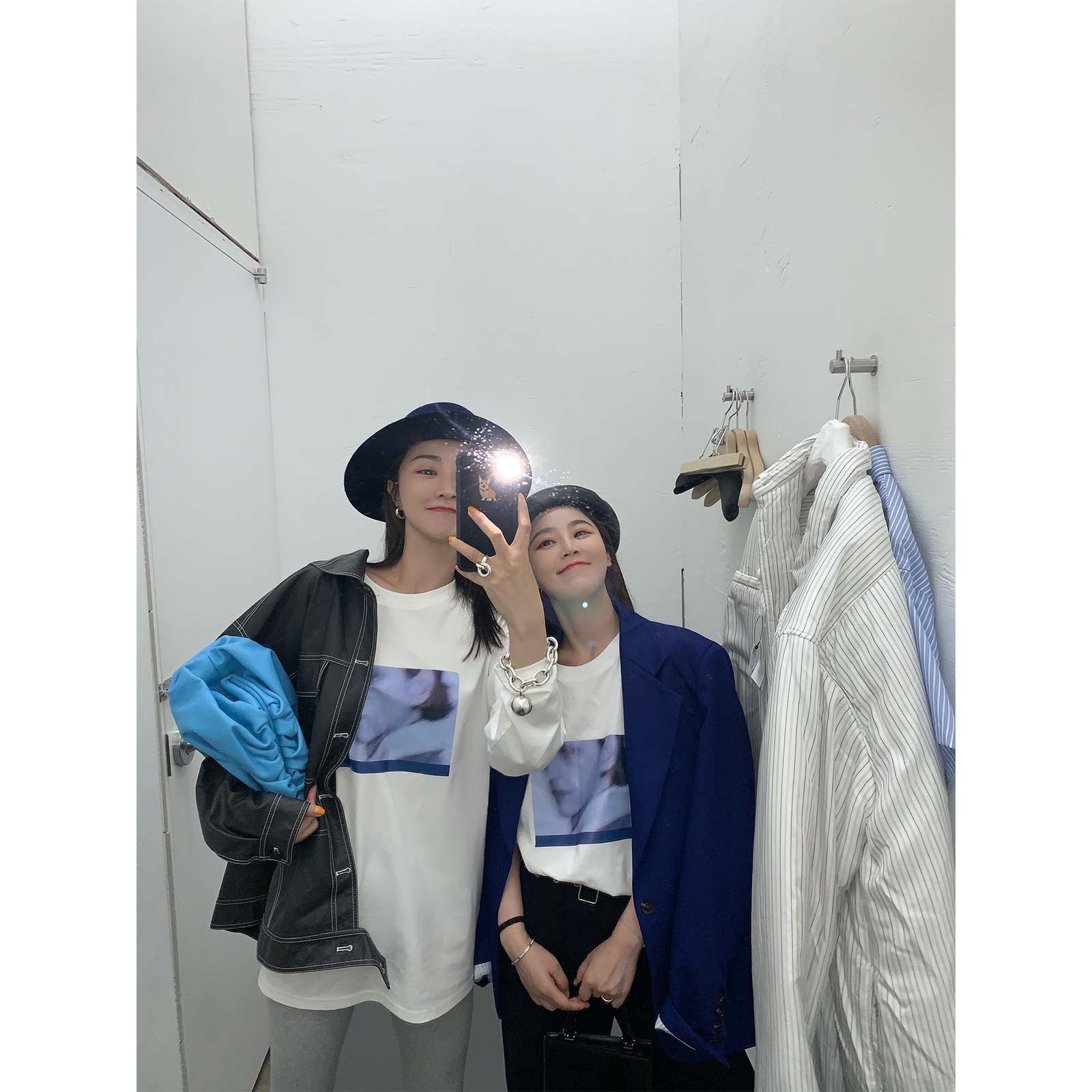 vcruan阿希哥 白色t恤女2019新款女装宽松百搭短袖圆领长袖上衣
