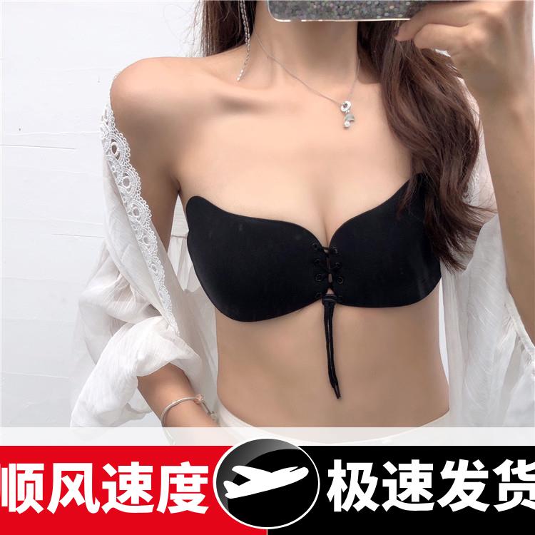 拉拉女神羽翼隐形文硅胶胸贴女婚纱用聚拢透气无肩带内衣跨境