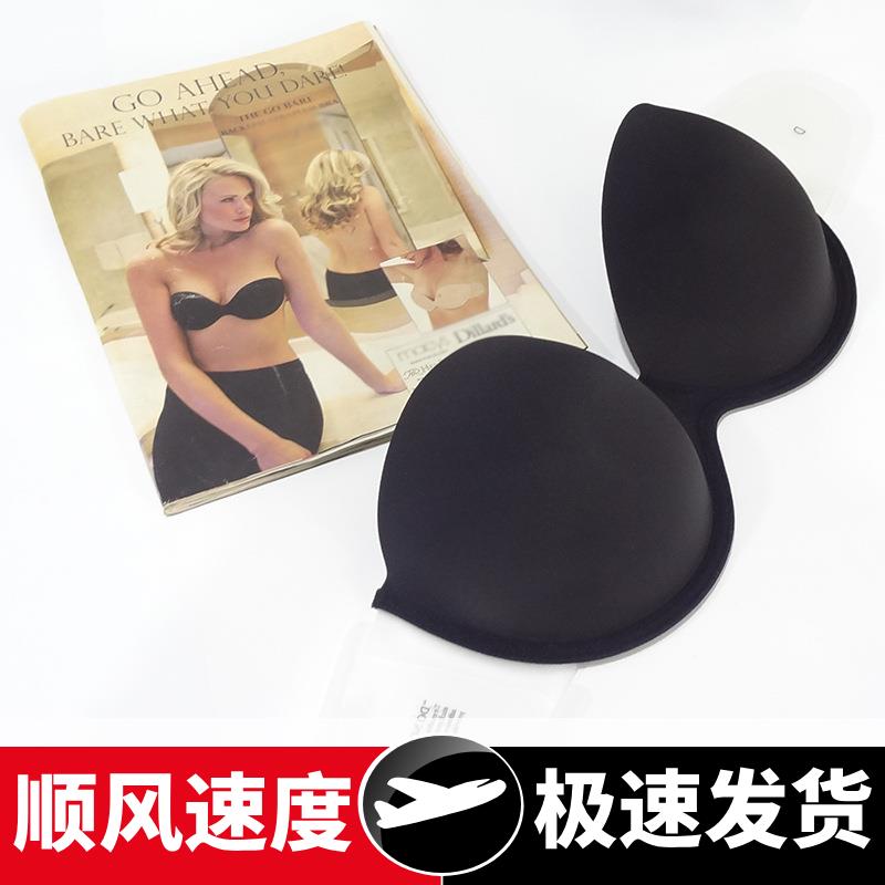 隐形文胸无肩带性感一片式胸贴蕾丝边光面硅胶内衣加厚立体增大