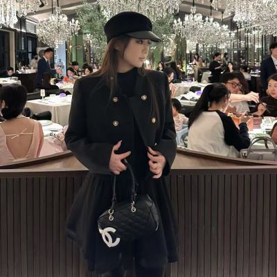 琪琪微微胖千金风小香风黑色套装女秋冬外套蓬蓬连衣裙气质高级感