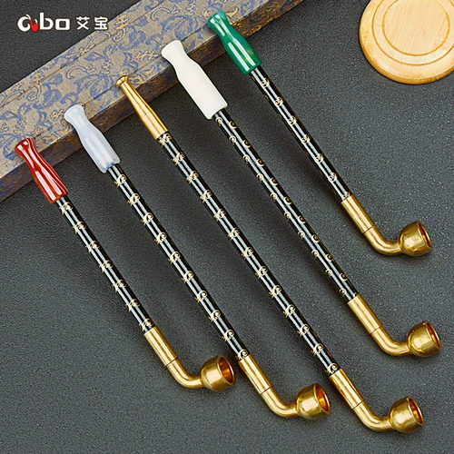 Мужская старомодная курительная трубка ручной работы, латунный агатовый мундштук