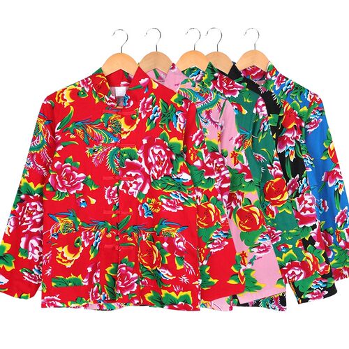 东北大花布衣服女伴娘伴郎铁锅炖服装公司风情工作服年会演出服